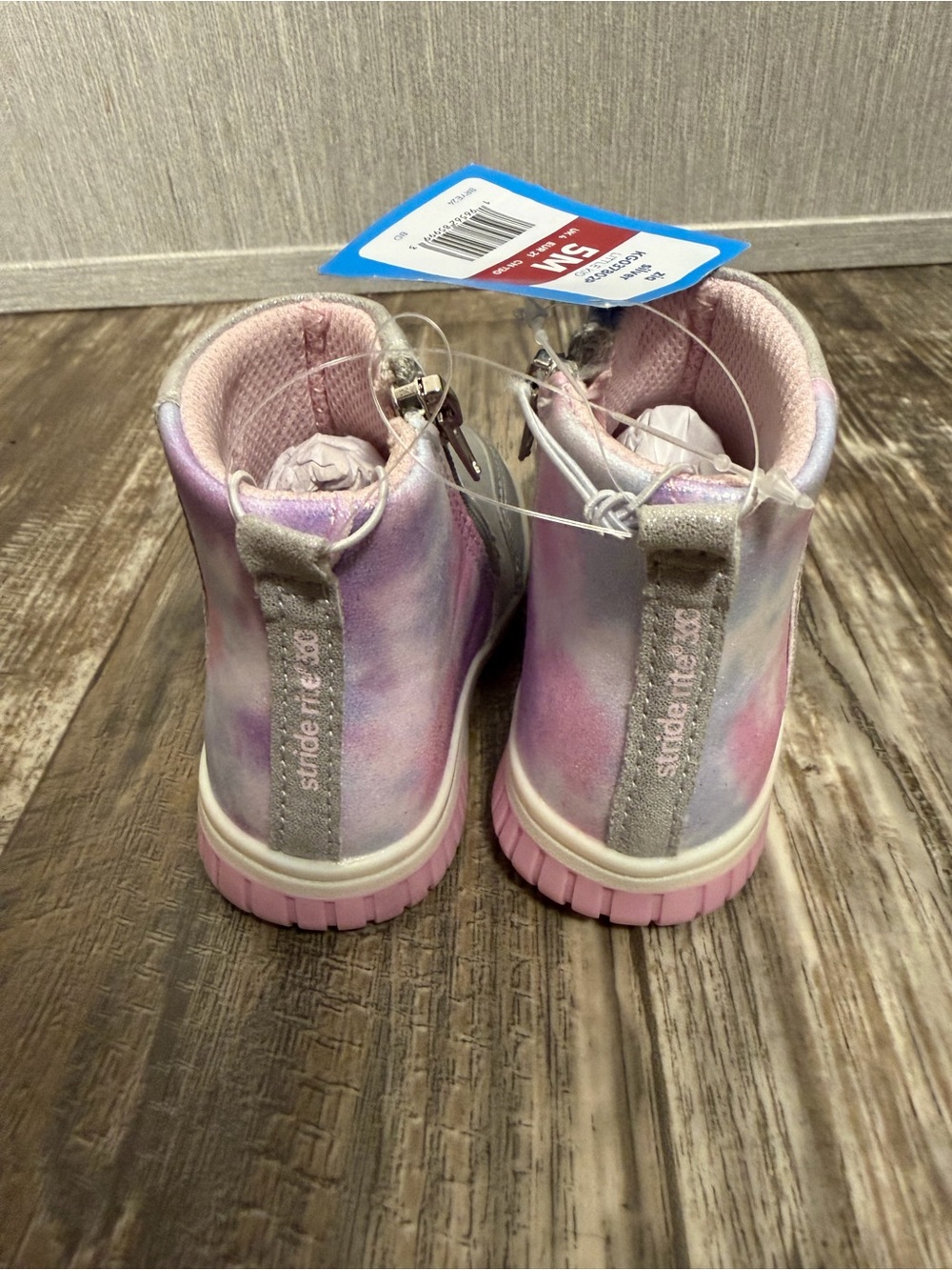 Stride Rite Girls' Silver Ankle Boots with Pastel Purple & Pink Accents Size 5 - Picture 15 of 16